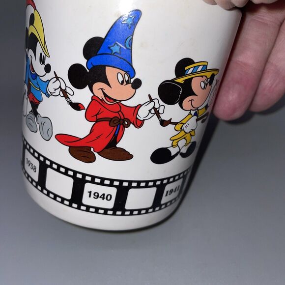 Disney Mickey Mouse Coffee Mug Cup Celebrating from 1928-Today Thru the Years - Picture 4 of 9